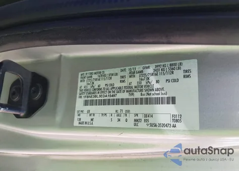 2014 Ford E-350 Super Duty Xlt from USA, damaged, VIN 1FBNE3BL3EDA15497